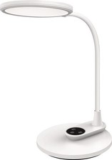 Hansa Schreibtischleuchte Horizon ABS,Silik.weiß H.390mm Standfuß+Wandmontage