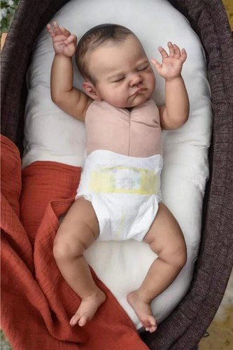 20" Finished Reborn Baby Doll August Soft Touch 3D Skin Hand-Drawn Hair Gift - Picture 2 of 5