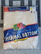 NOS 2003 Fruit of the Loom Men's Thermal Crew Bottom Pants Natural Size L Large