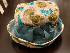 Vintage 60s Blue Green Woven Wool Turned Up Brim Hat