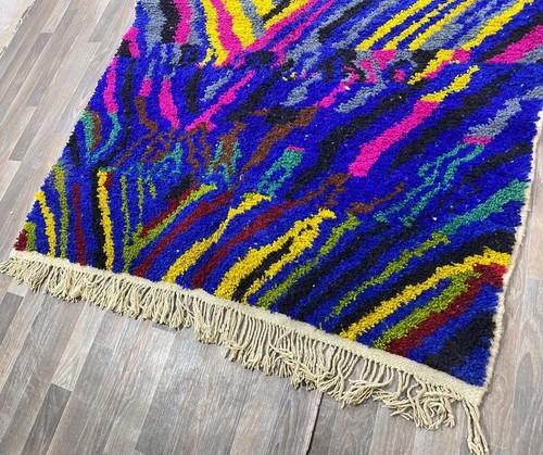 Berber Blue Moroccan Wool Rug Abstract Custom Made to Order Carpet Handmade - Picture 3 of 6