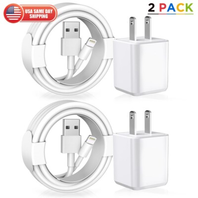 2pcs USB Wall Charger Fast Charging Cable For iPhone 6 7 8 X XR XS 11 12 13 14
