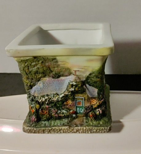 Thomas Kincaid Square Ceramic Votive Tea Light Candle Holder Cottages - Picture 1 of 7