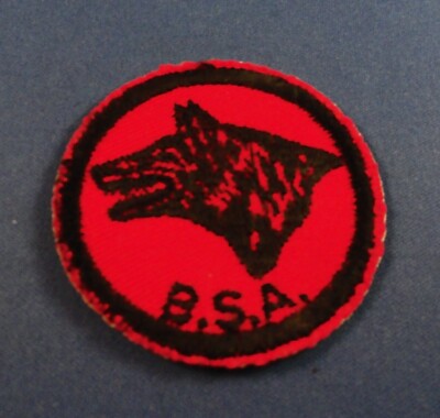 Vintage Red TWILL Patrol Patch -  WOLF - 1960s Era - GUM Back
