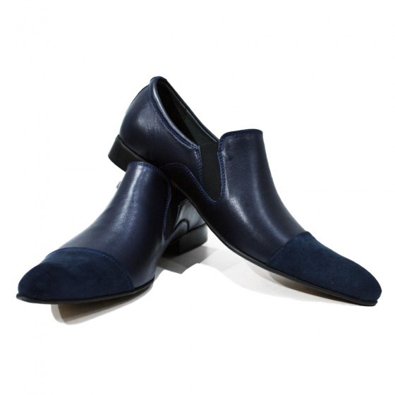 Modello Adria - Handgemachtes Italienisch Navy blau Abendschuhe - Kalbsleder Wei Modello Adria - Handgemachtes Italienisch Navy blau Abendschuhe - Kalbsleder Wei