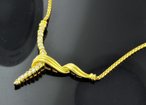 Collana Diamante Naturale Oro Giallo 18k Lariat 0,45 ct Predi proprietà Closed - Foto 8 di 9