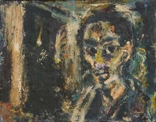 Roberto Anfossi quadro dipinto olio su tela autoritratto con stella cadente 1992