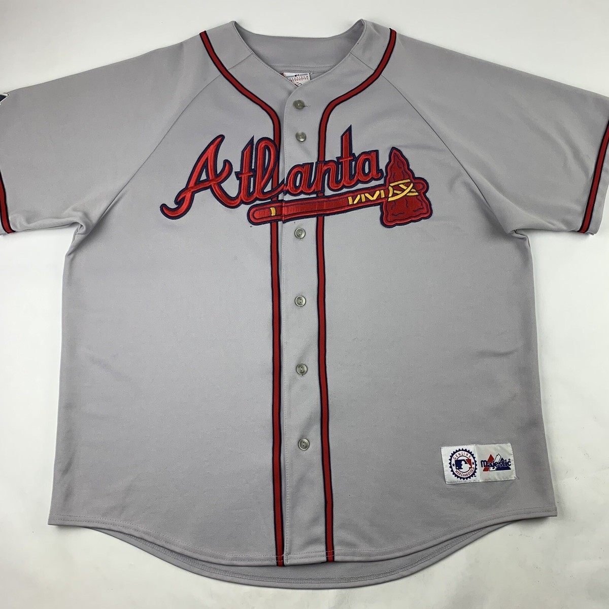 VTG 90s Majestic Atlanta Braves Gray MLB Baseball Jersey