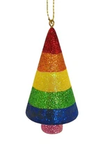 Rainbow Glitter Christmas Tree Ornament Gay Pride Flag Tree 3.5"H