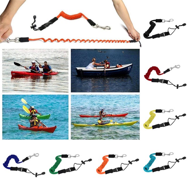 Coiled Elastic Kayak Paddle Leash,Fishing Canoe Lanyard Safety Rod Cord