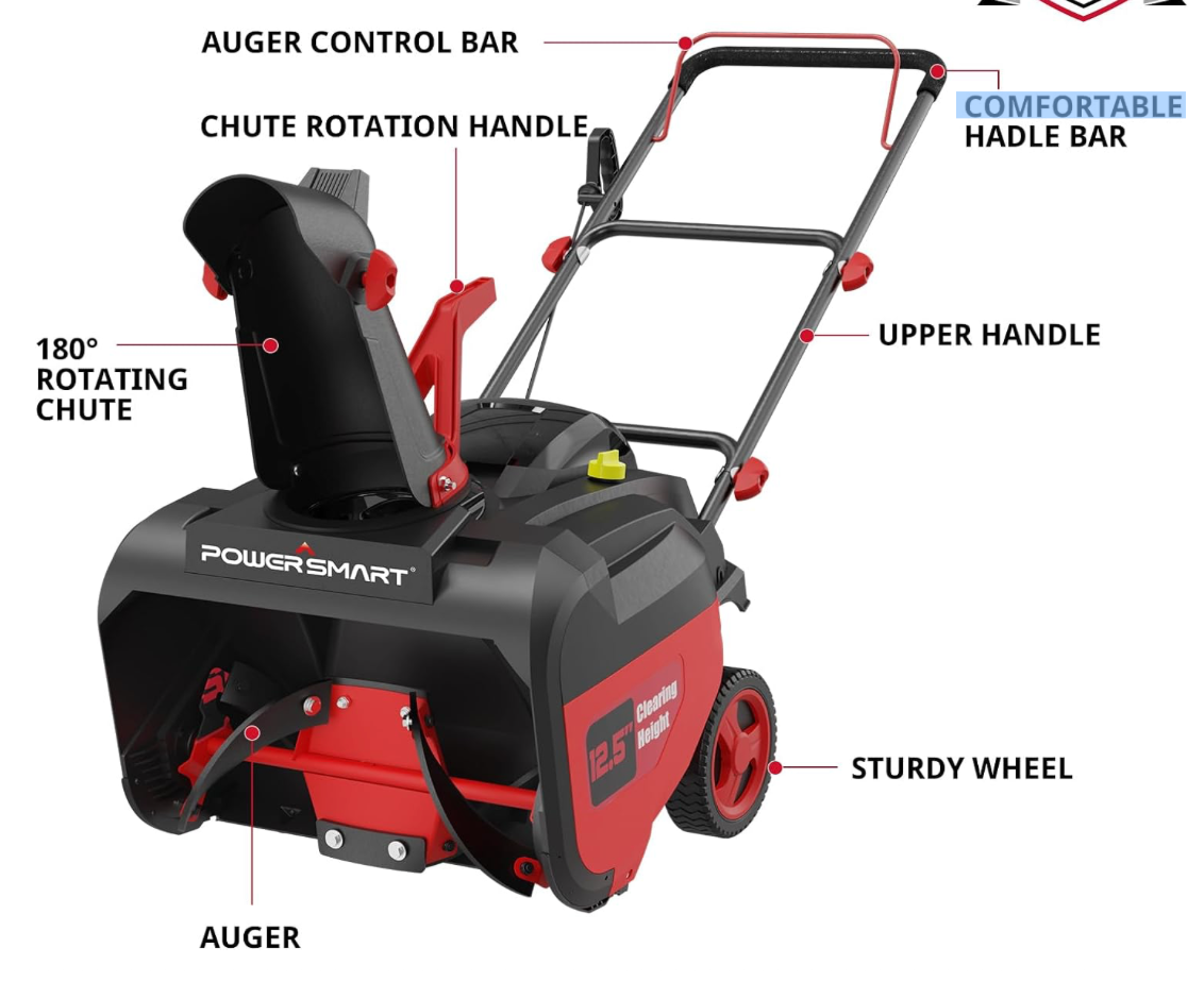 PowerSmart Single Stage Snow Blower Gas Powered 21 Inch 212CC Gasoline