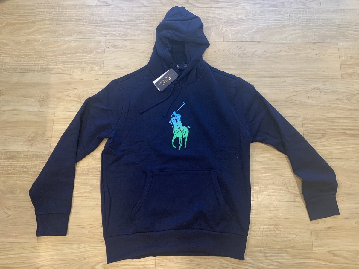 Polo Ralph Lauren Men's Big Pony Fleece Ombre Pullover Hoodie Blue