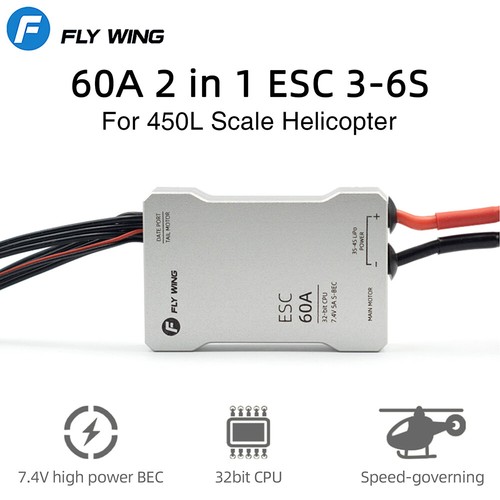 FLYWING 3-6S ESC Fahrtenregler 60A mit 7,4V 5A S-BEC für 450 RC Hubschrauber - Picture 13 of 16