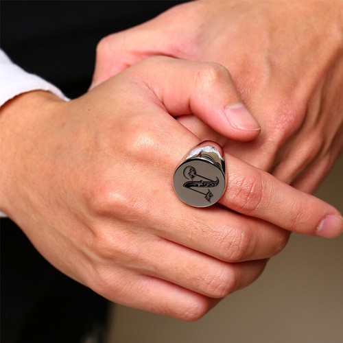 Mens Signet Ring Signature Ring Silver Initials Custom Royal Initialen Letters - Picture 6 of 33