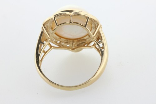 14K Yellow Gold 14MM Mabe Pearl & 0.08 TCW Diamond Accented Ring - Size 8 - 第 6/8 張圖片