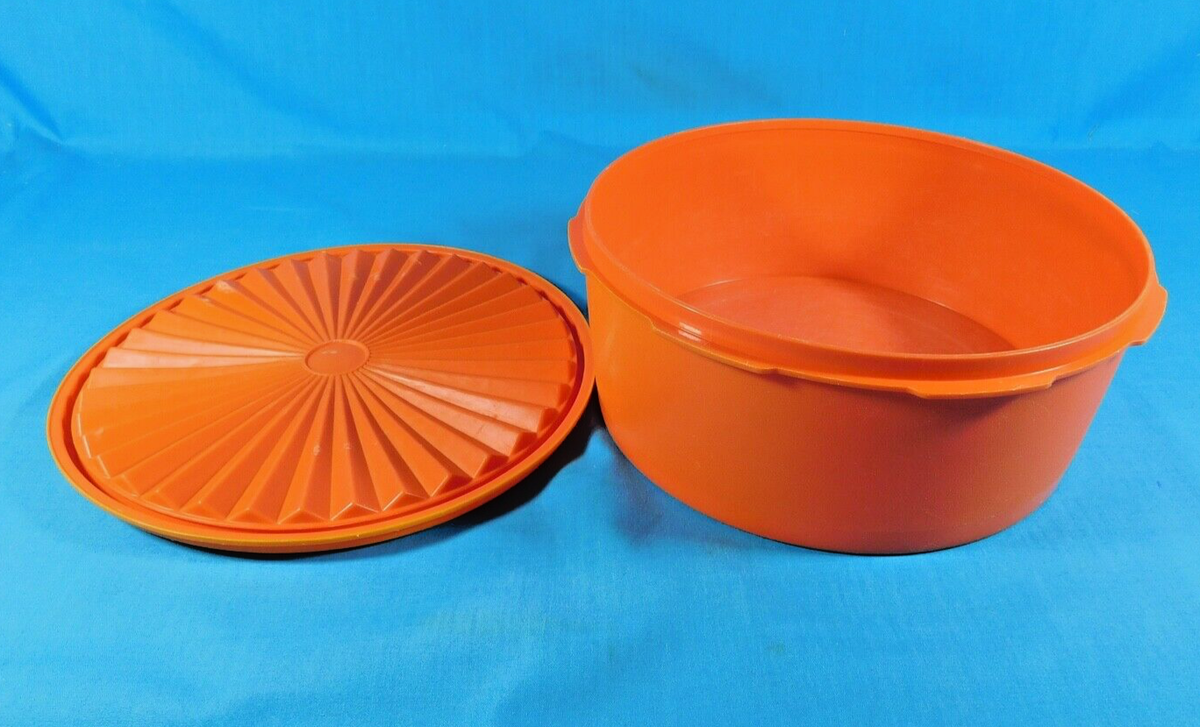 Tupperware Orange Color Vintage Orange Tupperware Canister Large Size Retro Kitchen
