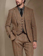 Men Suit Slim Fit Houndstooth Notch Lapel Formal Business Casual Outfits