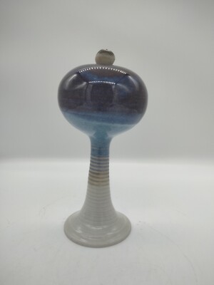 Earth & Sky Art Pottery Pedestal Oil Lamp with Wick Signed Robin Bloom