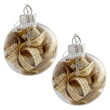 Rescued Antique Bible Pages Strips Hanging Christmas Year Round Ornament -2 pack