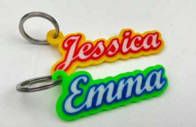Custom Name Keychain Personalized 3D printed smooth surface with three color