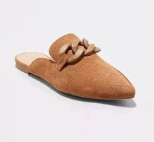 A New Day Women's Amber/Cognac Slip-On Memory Foam Mule Flats NWT Size 6