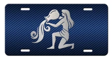 Astrology Zodiac Aquarius sign symbol Vanity Aluminum License Plate Blue Silver