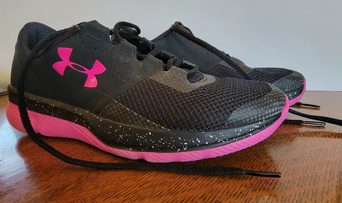 Under armour shoes sales black and pink
