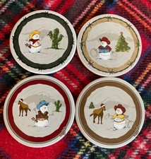 Snowman cowboy Coasters FOUR STONEWARE