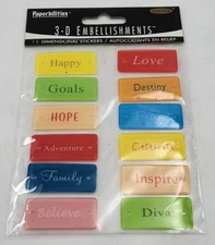 Paperbilities 3-D Embellishments 12 Dimensonal Stickers for Scrapbooking - New