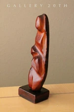 FAB! MID CENTURY ABSTRACT REDWOOD SCULPTURE! VTG 50S 60S MADONNA CHILD ORIG. ART