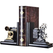 Shelf Book Ends Camera Movie Projector Bookends Heavy Vintage Storage Hipster