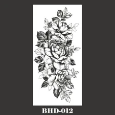 Sketch Flower Temporary Tattoo Sticker For Women Girls Black Fake Sexy Tattoo '