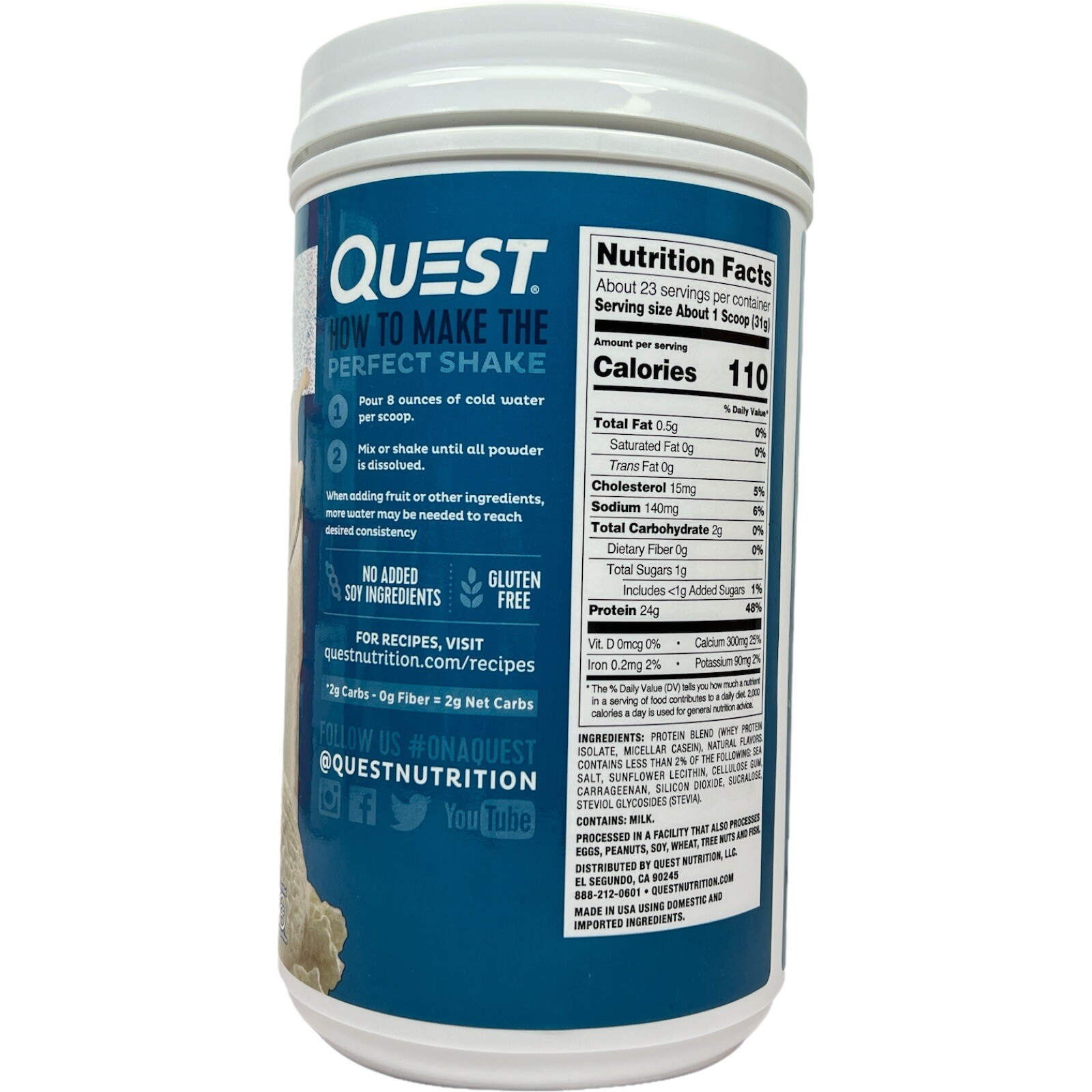 Quest Nutrition Vanilla Milkshake Protein Powder High Protein Low Carb