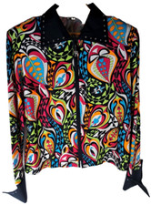 Vintage Womens Crazy Horse Jacket Metallic Colorful Abstract Embellished XL