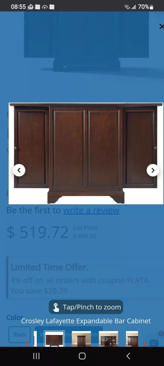 Crosley Furniture Cambridge Expandable Bar Cabinet Mahogany KF40001BMA