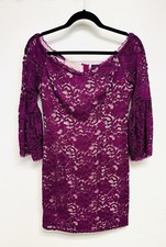 Adrianna Papell Women's Size 2 Dress Purple Magenta Lace Sheath Party Cocktail