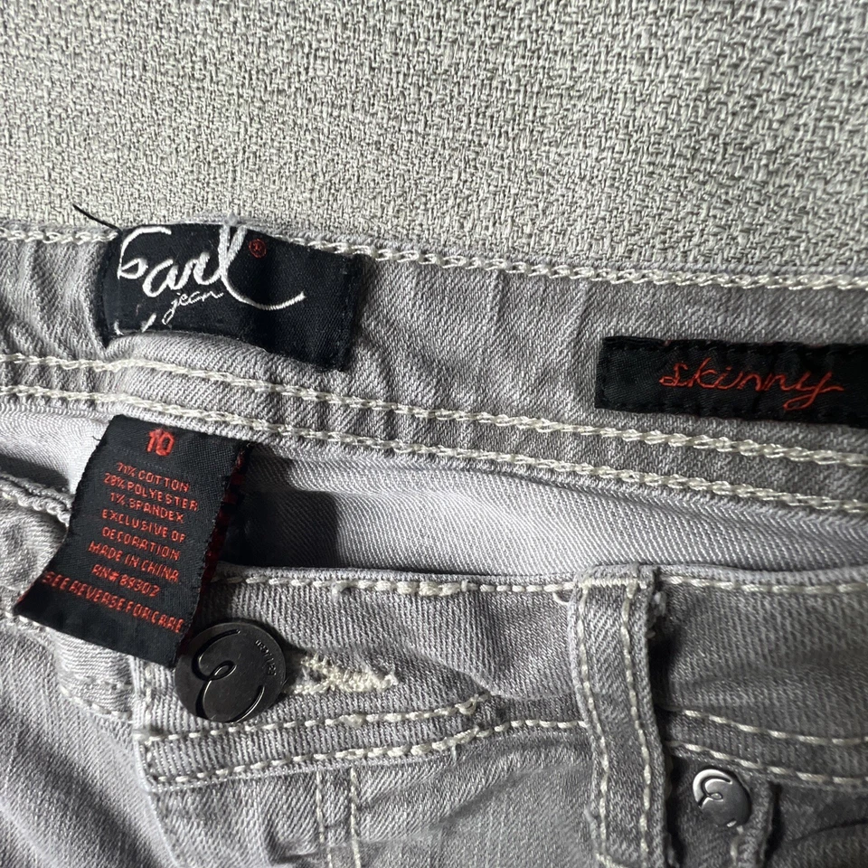 Pantalones de mezclilla Earl Jean ajustados 10 grises para mujer puntadas gruesas Foto 2 de 4