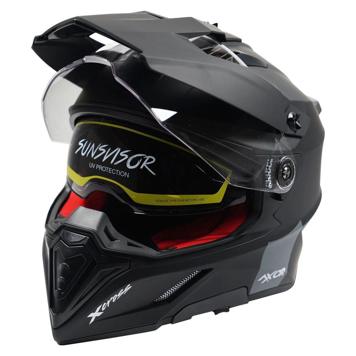 Axor X Cross ECE Adventure Dual Sport DVS Peaked Motorcycle Helmet Matt Black