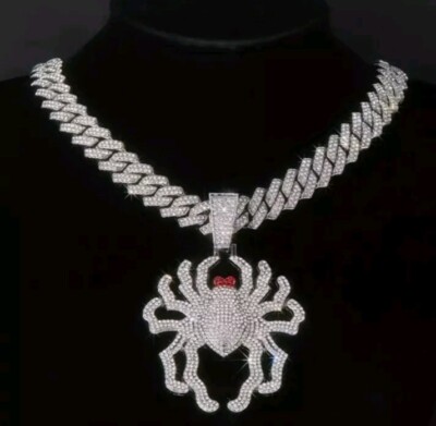 Mens Luxury High Quality Simulated Diamond (CZ) Spider and Cuban Link ...