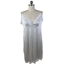 VTG Sliperfection Slip Dress Womens 40 White Solid Lace Cottage Fairy Boho Goth