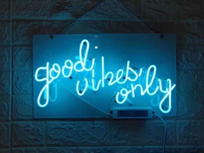 20''x13'' Good Vibes Only Aqua Acrylic Neon Sign Light Lamp Visual Pub Room QL