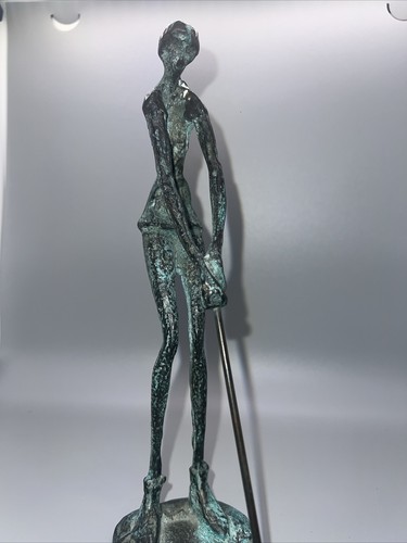 Bronze/Brass 9" GOLFER Putter Statue Figure Sculpture Swinging Club Vintage - Picture 7 of 8