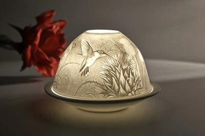 Dome-Light Nr. 30167 Klee mit Kolibri - Teelicht Windlicht Dekoration Porzellan - Bild 1 von 4