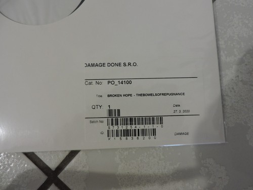 Broken Hope - The Bowels Of Repugna ,metal rare lp,Test Press vinyl,white label - Foto 3 di 3