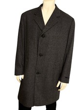Nordstrom Mens Gray Coat Jacket Made in USA 44R Jacob Siegel Herringbone NWOT