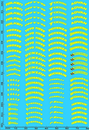 Etiqueta de neumáticos Tires Labeling #3 amarillo 18-19 pulgadas pulgadas calcomanía 1:18 - Imagen 3 de 3