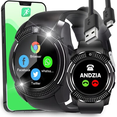 Bluetooth Smartwatch Armband 45mm Sport Band Armbanduhr Fitness Herren Retoo