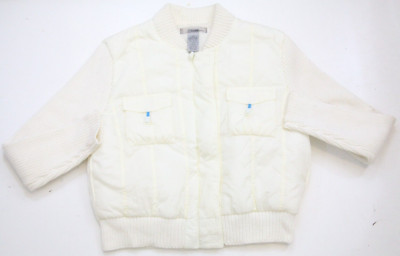 Large Lucidity Off White Zip Front Winter Jacket Coat Nylon Polyester Lined J35