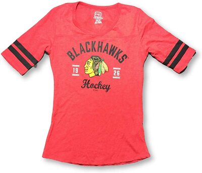 Knights Apparel Chicago Blackhawks Women's Varsity Stripe V