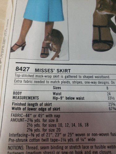 Simplicity Vintage Sewing Pattern #8427 Misses Skirt Sz 8,10,12 -Cut- - Picture 4 of 4